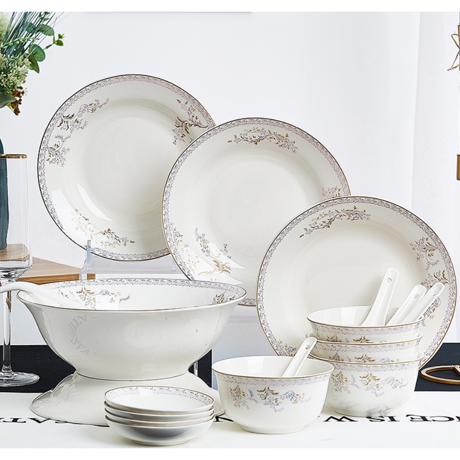 4 Nordic Design Premium 18PCS Ceramic Dinnerware Dishes Set Bowl and Plate set Soup Bowl Plate