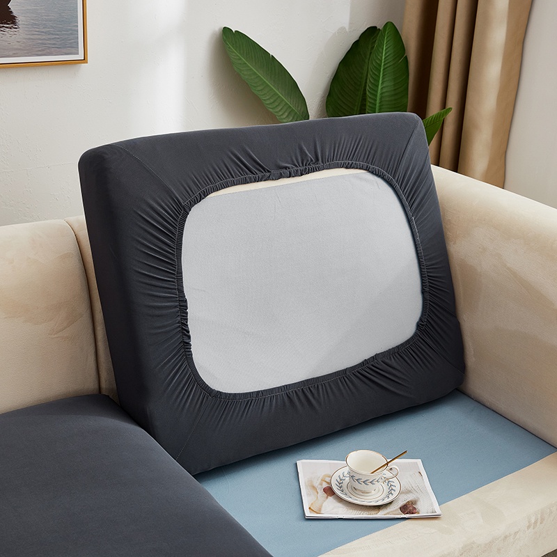 14Seat Solid Color Ice Silk Stretchy Sofa Seat Cushion Cover Couch Slipcovers Protector