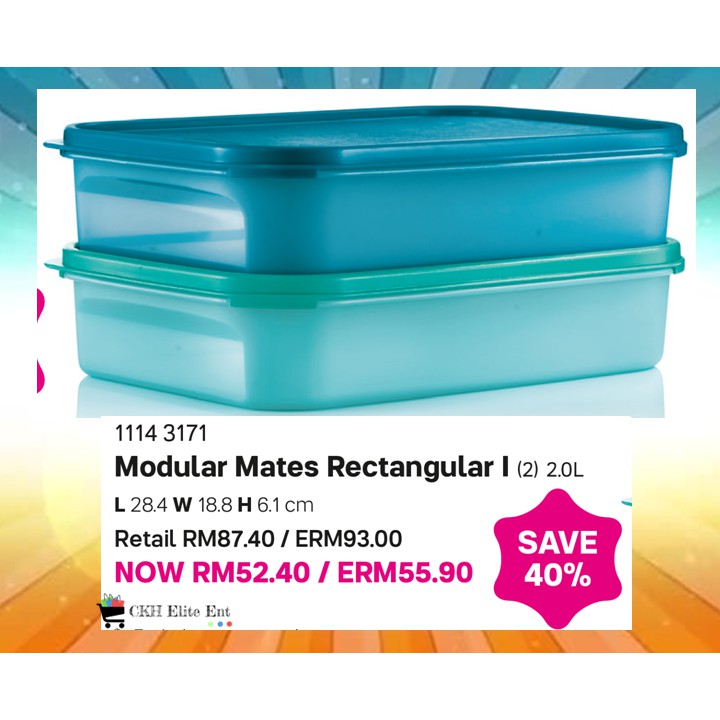 Tupperware Modular Mates Rectangular 2L (Set 2 pcs) Shopee Malaysia