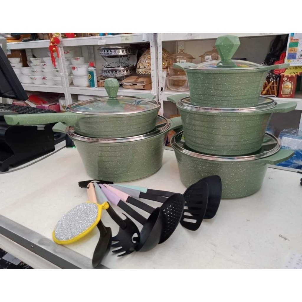 MALAYSIA Dessini 17pcs Periuk Rendang Periuk Batu Granite Induction