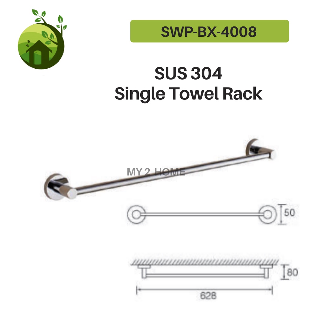 SANIWARE Stainless Steel Bathroom Towel Rack Wall Mounted Toilet Towel