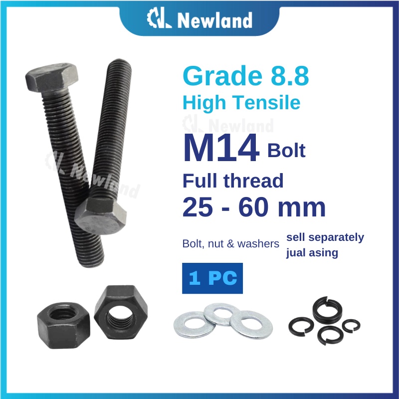 Newland Agriculture M14 Bolt and Nut Grade 8.8 Hex Bolt Full Thread