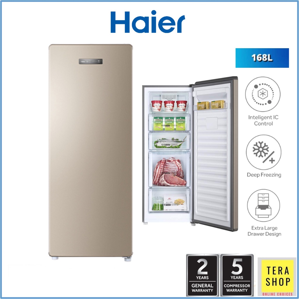 Haier BD168WL Upright Freezer 168L No Frost Peti Sejuk Beku Shopee