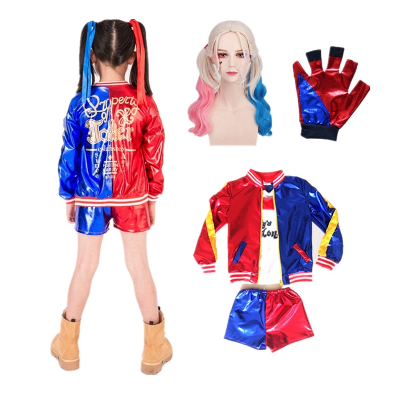 24Hrs Ship Out Kids Girls Harley Quinn Joker Costume Suicide Squad