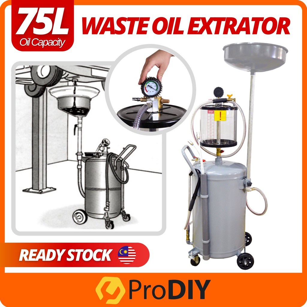 75L Portable Oil Waste Drain Extractor Tank Air Operated Drainer Heavy