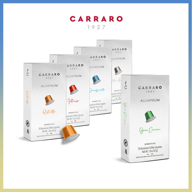 [CARRARO] Nespresso Compatible Aluminum Coffee Capsule, 10 Capsules