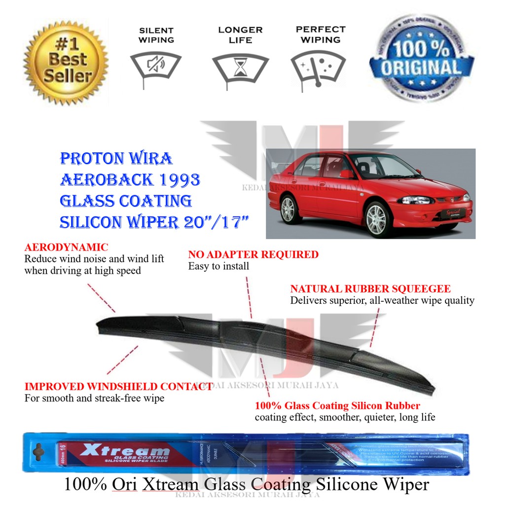Proton Wira aeroback 1993 100 Ori Xtream Glass Coating Silicone Wipers