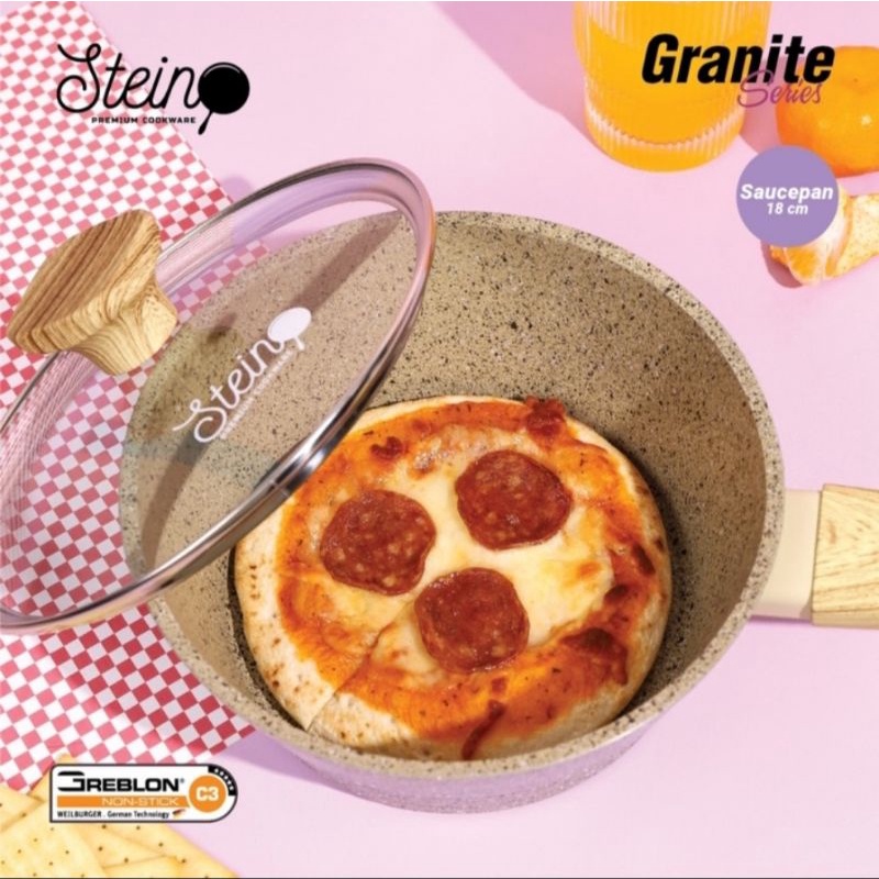 Stein Saucepan (German Granite Pan+NonStick) 18cm (Cooking Pan