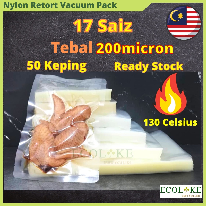 50pcs Nylon High Temperature Vacuum Bag Frozen food packaging bag