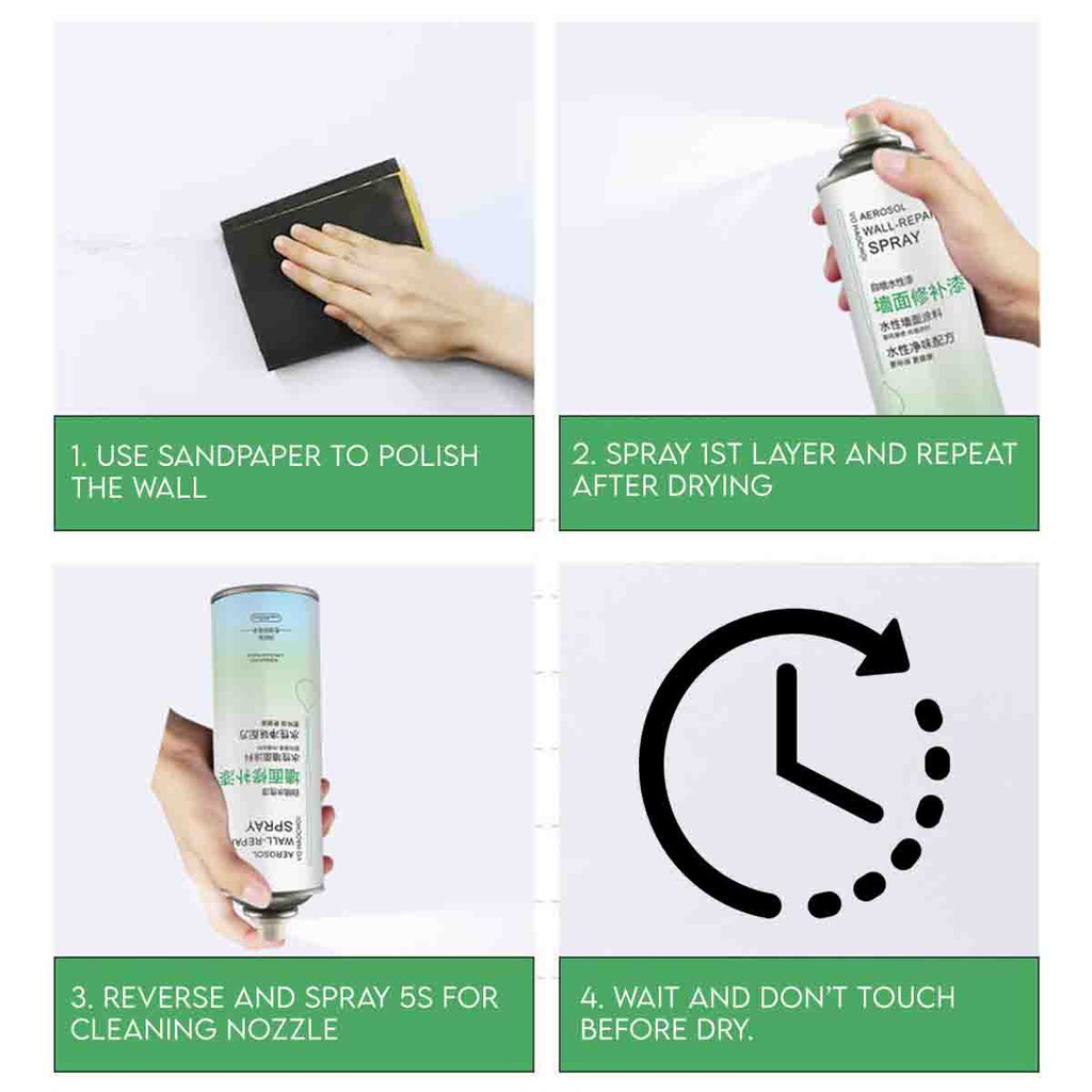 450ML Wall Painting Repair Spray Dinding Kotoran Conteng White