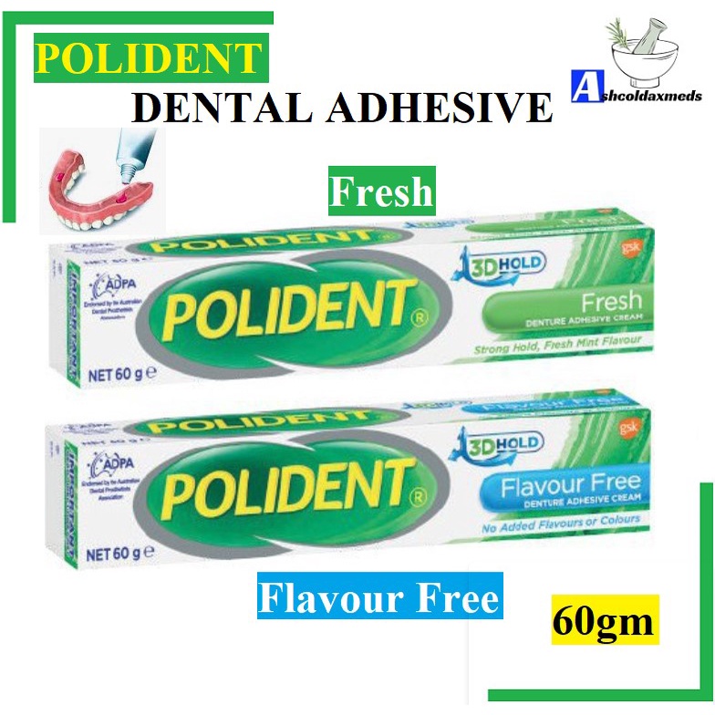Polident Denture Adhesive Cream Flavour Free/Fresh (20GM OR 60GM) or
