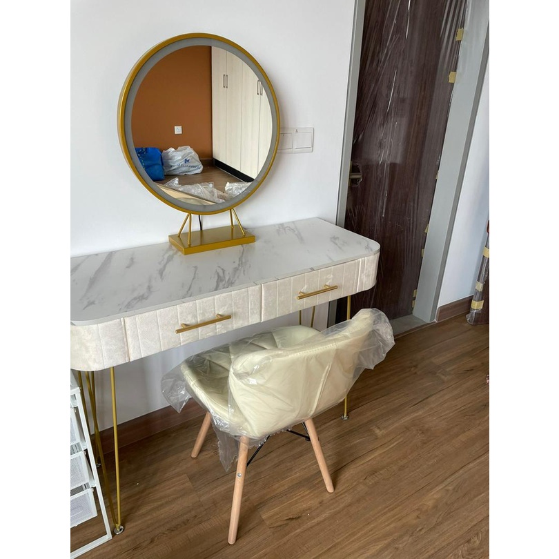 Meja Solek / Dresser Table / Dressing Table Set / Ribbon Chair Metal
