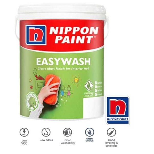 Ready Stock Nippon Paint 5 Litre Easy Wash White/Interior Wall Matt