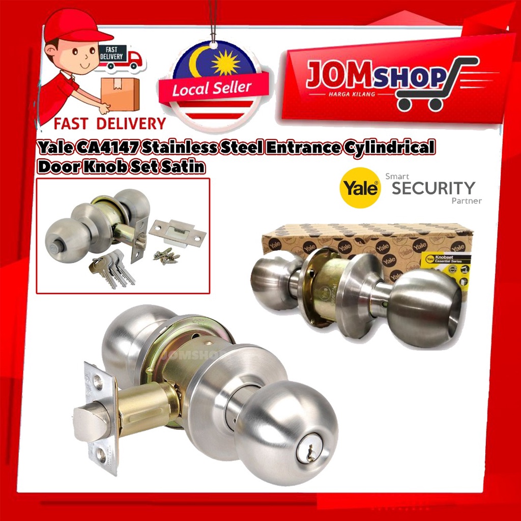 (100 Original)Yale CA4147 Entrance Cylindrical Door Knob Set US32D