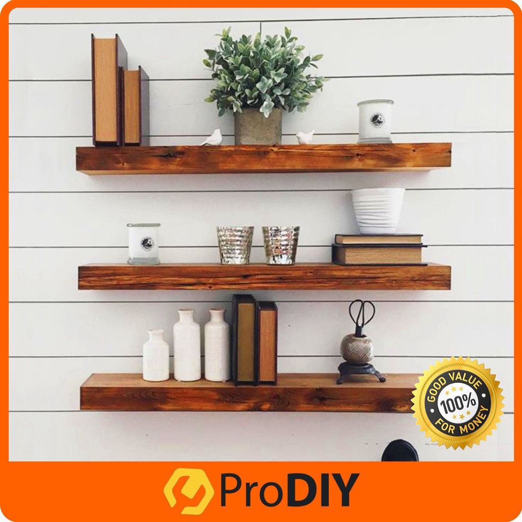 30cm / 50cm / 60cm DIY Floating Wall Shelf White Black Cream Chocolate