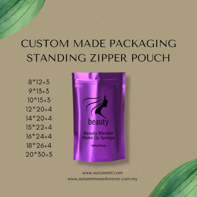 Standing Zipper Pouch Logo Printing, Aluminium Standing Zipper Pouch
