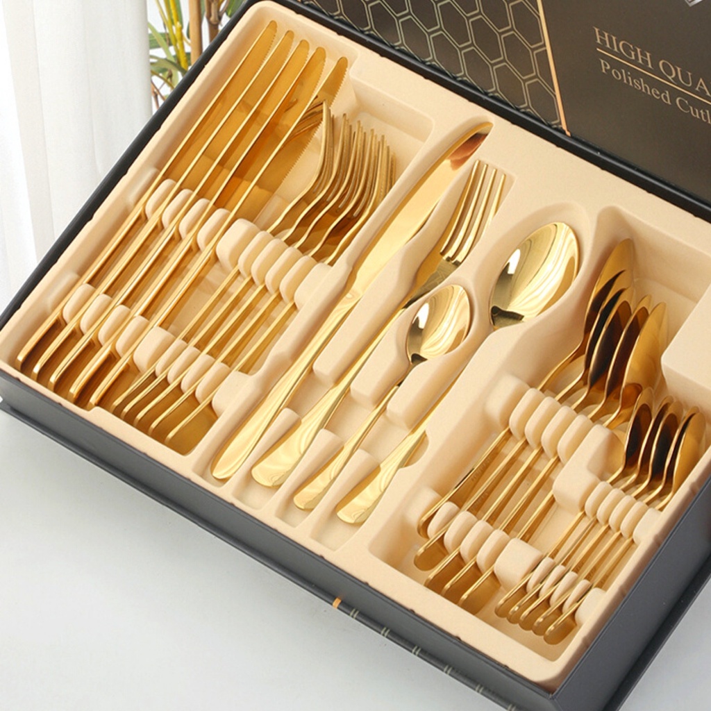 Dining Cutlery Set Gold Silver Flatware Set Stainless Steel Cutlery Set