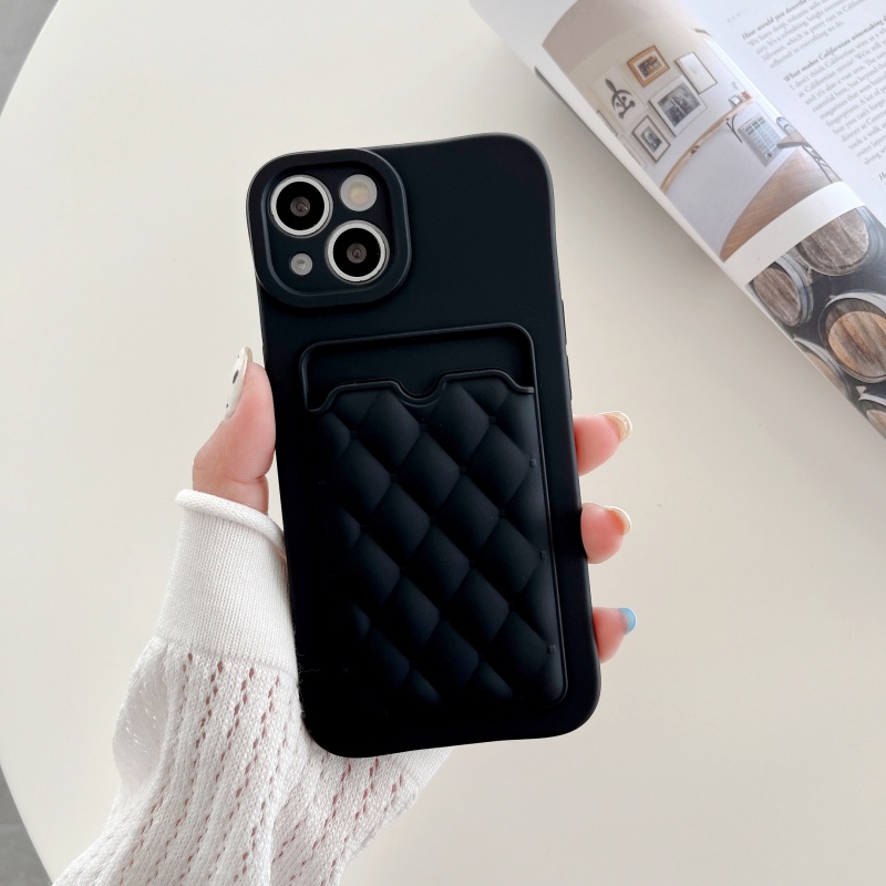 Diamond Lattice Soft Skinfriendly Silicone iPhone Case With Card Slot