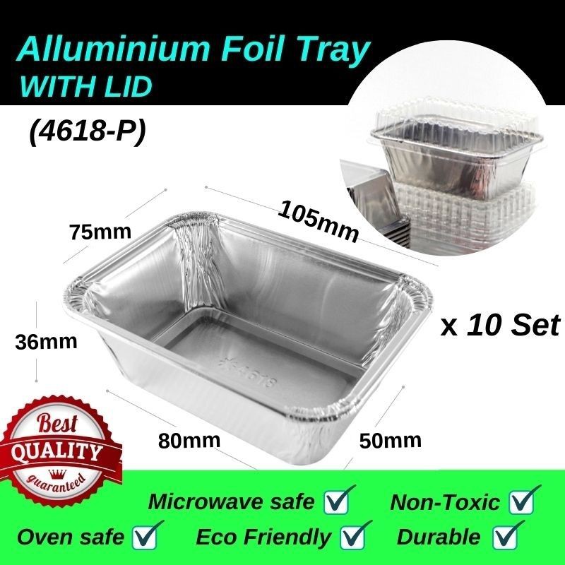 ALUMINIUM FOIL TRAY WITH LID S SIZE [RECTANGLE] 10PCS (Code4618P) Shopee Malaysia