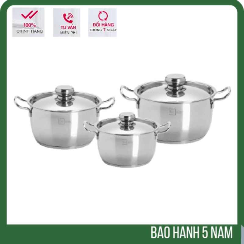 Fivestar Standard 3 Piece Stainless Steel Pot Set With Stainless Steel