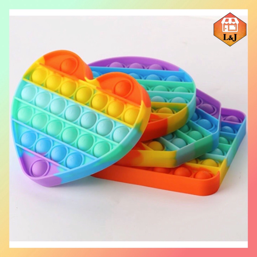 Rainbow Pop It Fidgets Toys Bubble Squeeze Sensory Pemainan