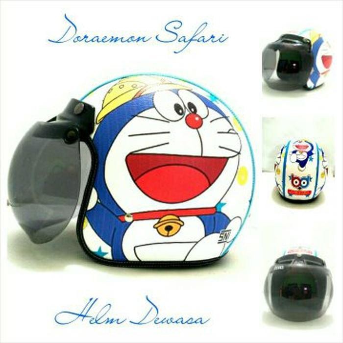 Bogo Retro SNI Helmet Doraemon Safari Blue Leather Shopee Malaysia