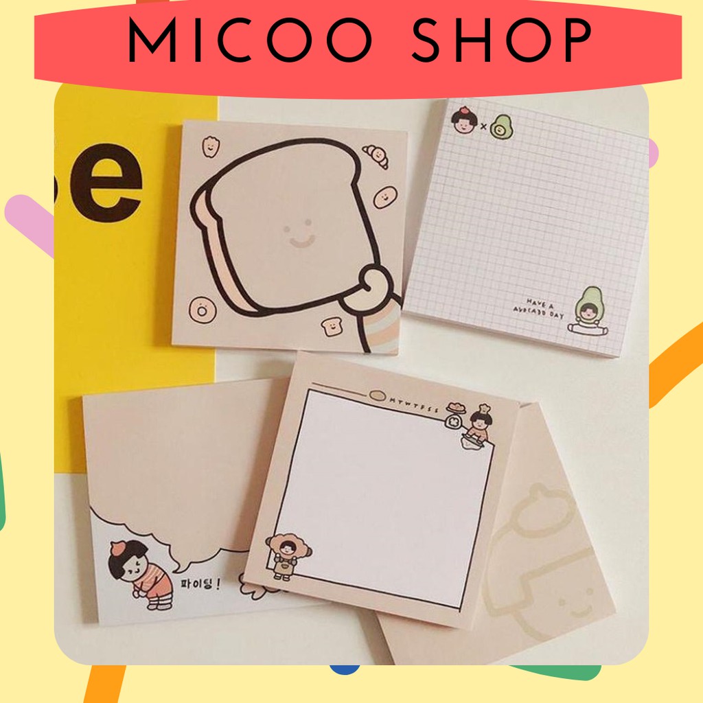 [MICOO] Sticky Notes Memo Korean Bread Series Memo Note Paper Notepad