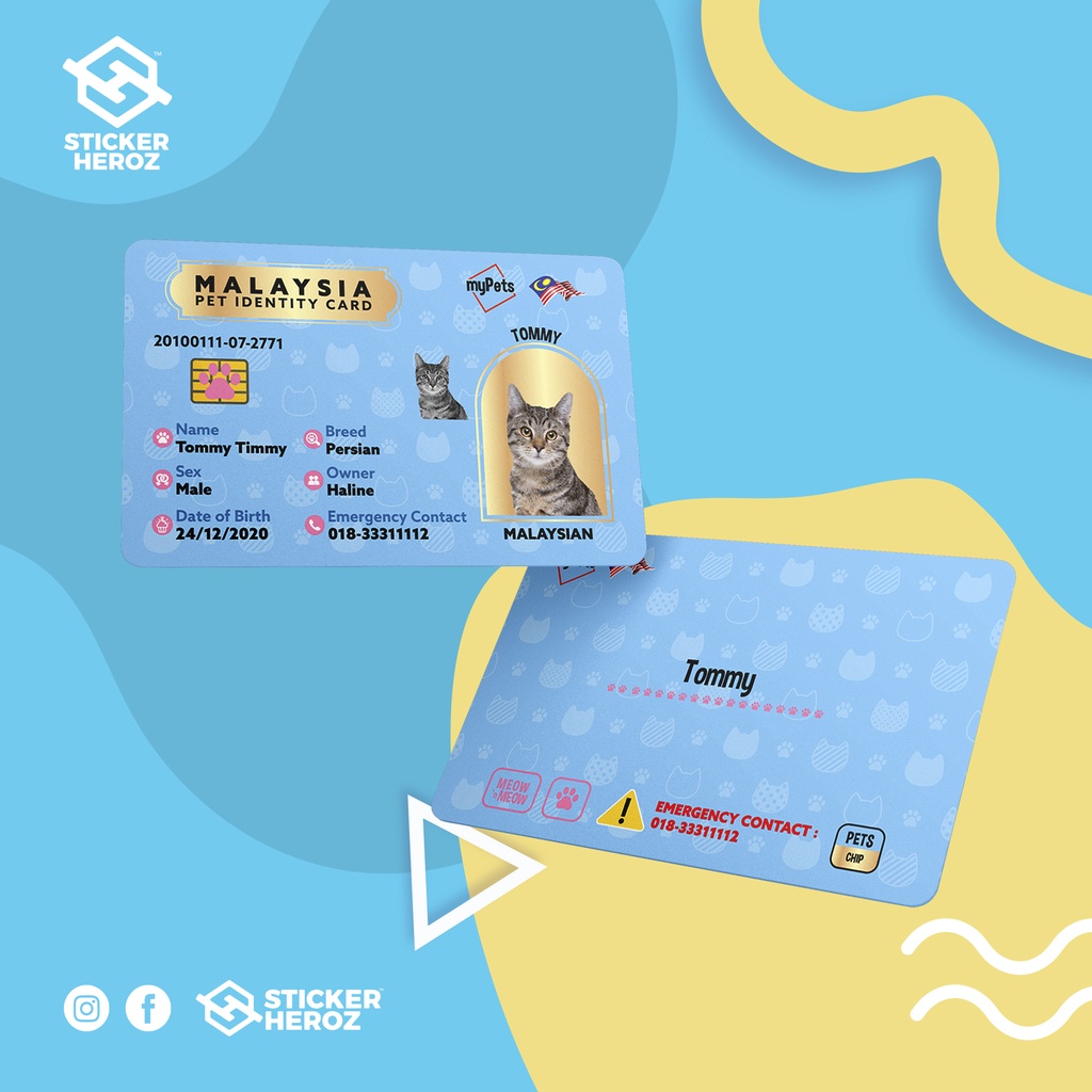 (IC/ID CARD/KAD PENGENALAN) Kucing/Anjing/Haiwan/Pet Shopee Malaysia