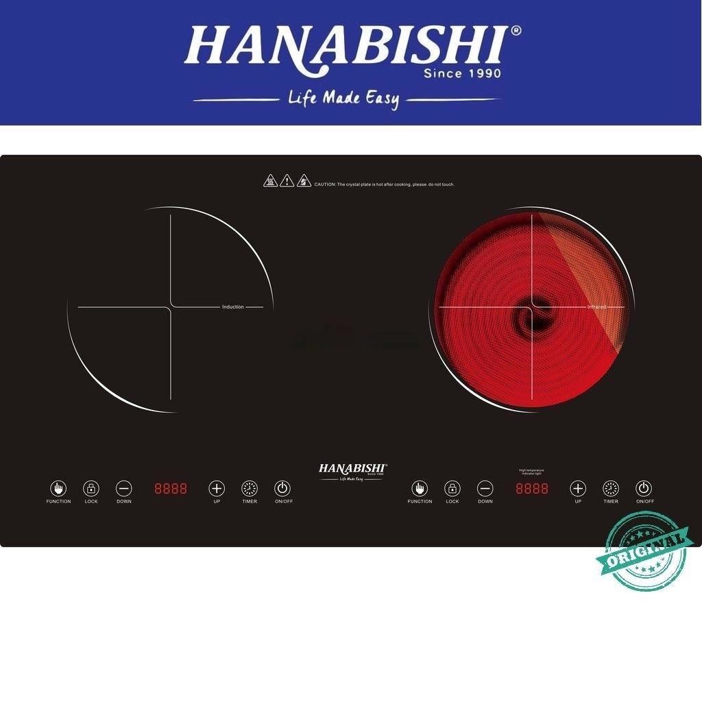 Hanabishi HA2839IRC 2 in 1 Electric Infrared Ceramic & Induction Built In Stove/Dapur Gas Kaca