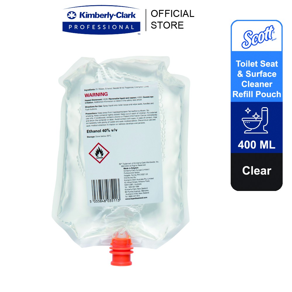 Scott® Toilet Seat and Surface Cleaner (63740), Clear, 1 Pouches