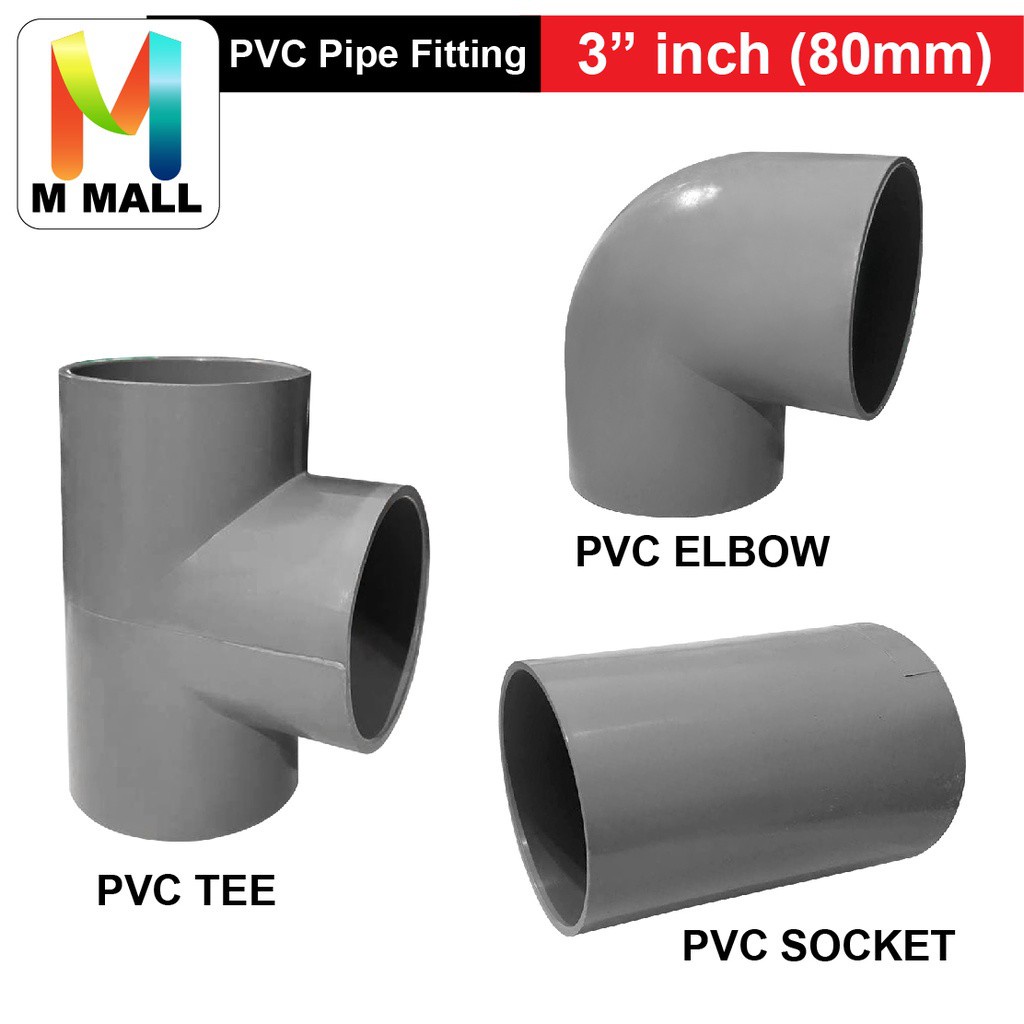 M MALL 3 inch (80mm) PVC Grey Pipe Fitting Socket 1pcs / (18TPI /24TPI
