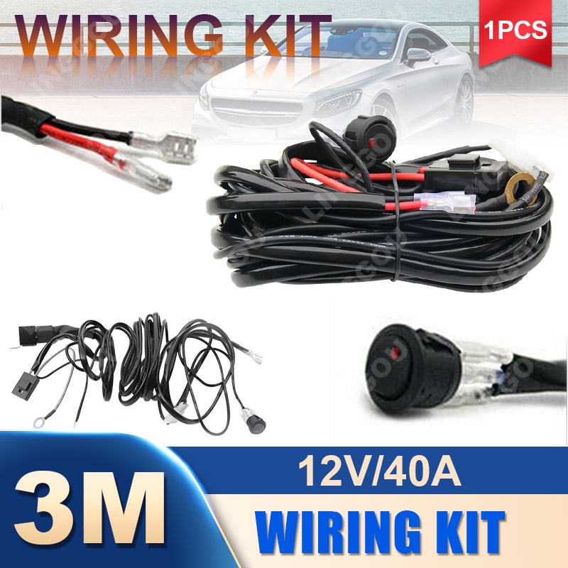 1 Piece Waterproof Car Wiring Kit 12V 40A Sports Light Wiring Kit