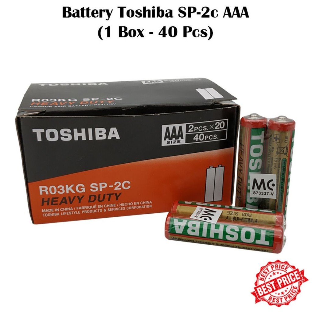 Toshiba Heavy Duty AAA 1.5V Battery [1Box40Pcs]/Bateri Toshiba AAA [1Kotak40Biji] 100