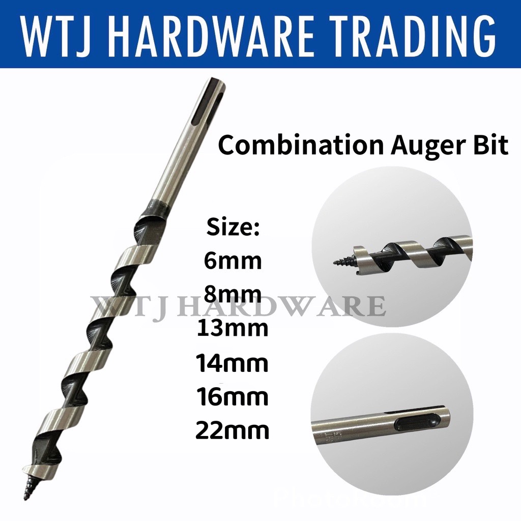 SDS Combination Shank Wood Auger Bit / Mata Drill Kayu 6MM 8MM 10MM