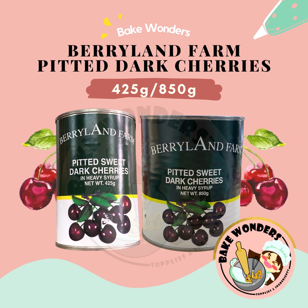 BERRYLAND Farm Dark Sweet Pitted Cherries in Heavy Syrup (850g) Dark