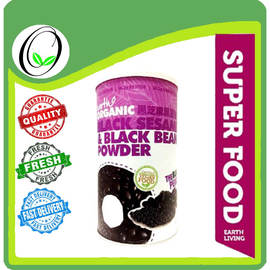 EARTH ORGANIC Black Sesame and Black Bean Powder 500g Exp 3/2026 EARTH