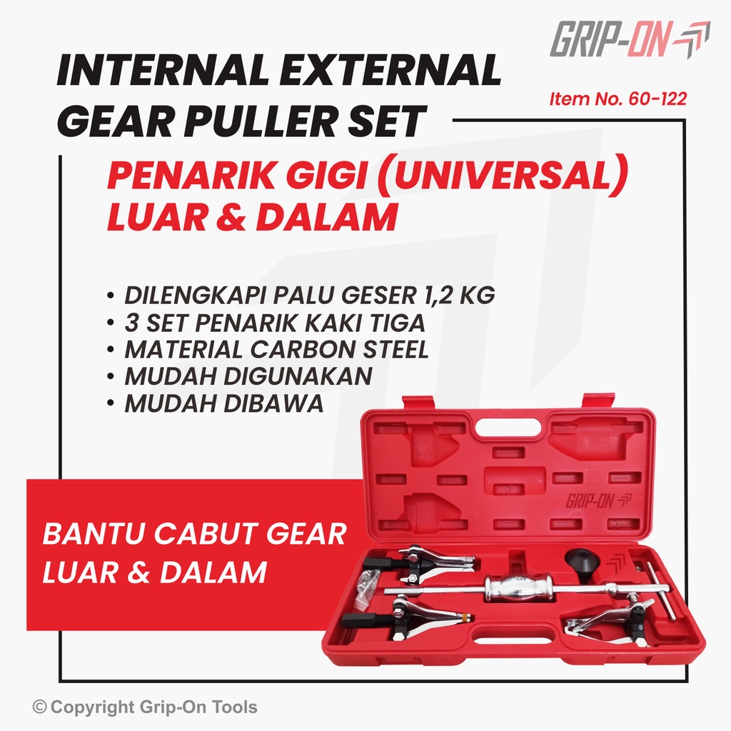 Grip ON INTERNAL/EXTERNAL GEAR PULLER SET Of Inner/Outer GEAR PULLER