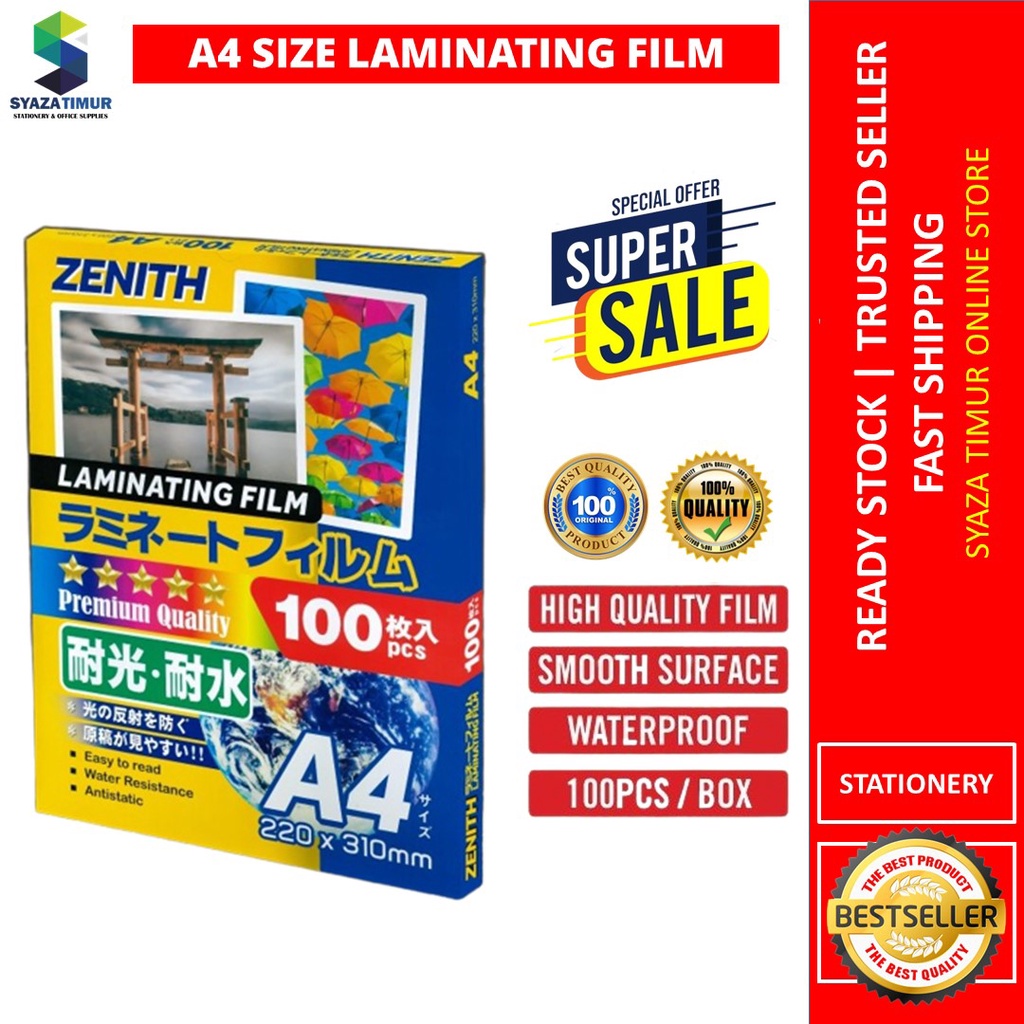 [STGR MY] ZENITH A4 Premium Laminating Film 100 Micron 100pcs