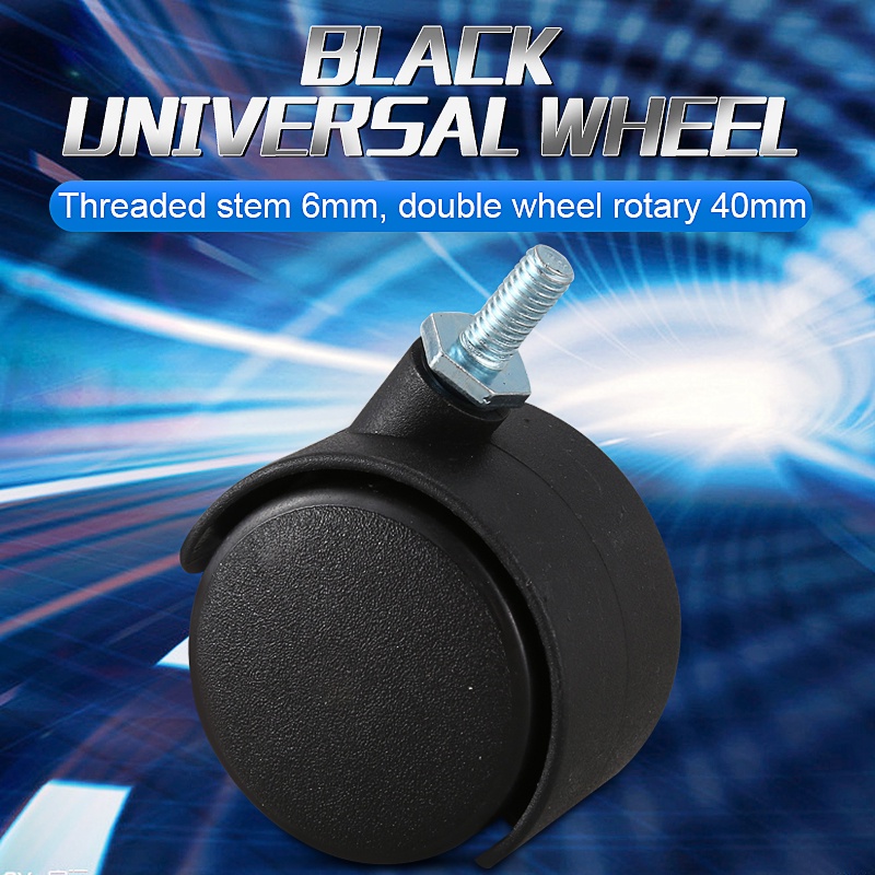 6mm Threaded Stem 40mm Dual Wheel Rotatable Caster Black Shopee Malaysia