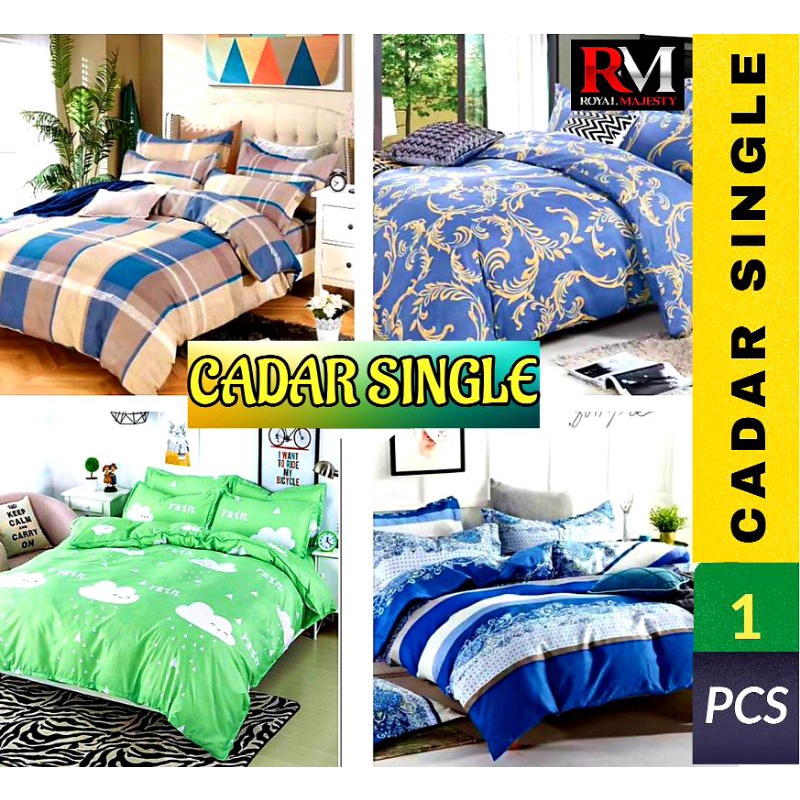 COTTON 2IN1 QUEEN/2IN1 SINGLE SIZE BEDDING BEDSHEET SETS GETAH KELILING PILLOW CASE (CADAR MURAH