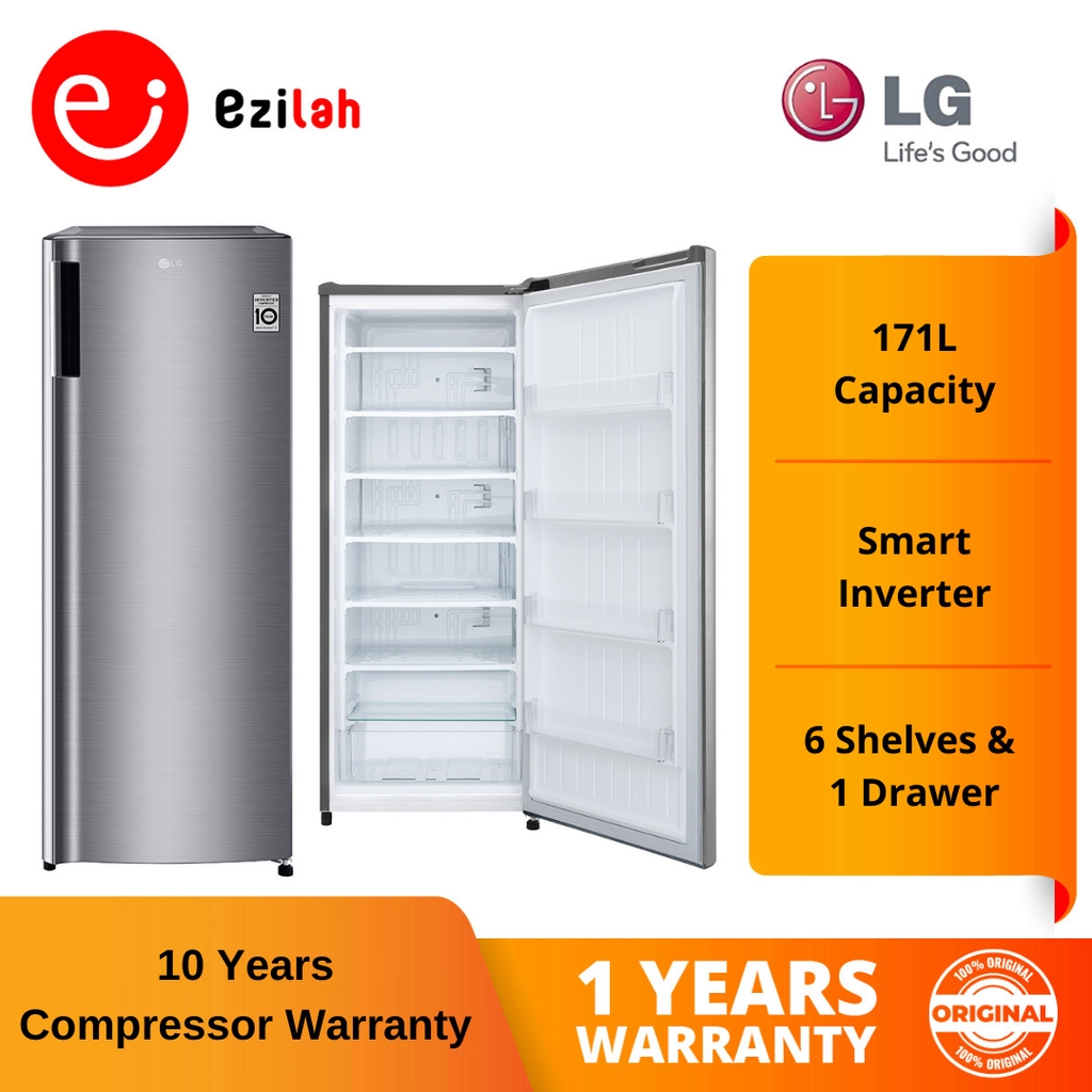 LG Vertical Upright Freezer with Smart Inverter (171L) GN304SLBT