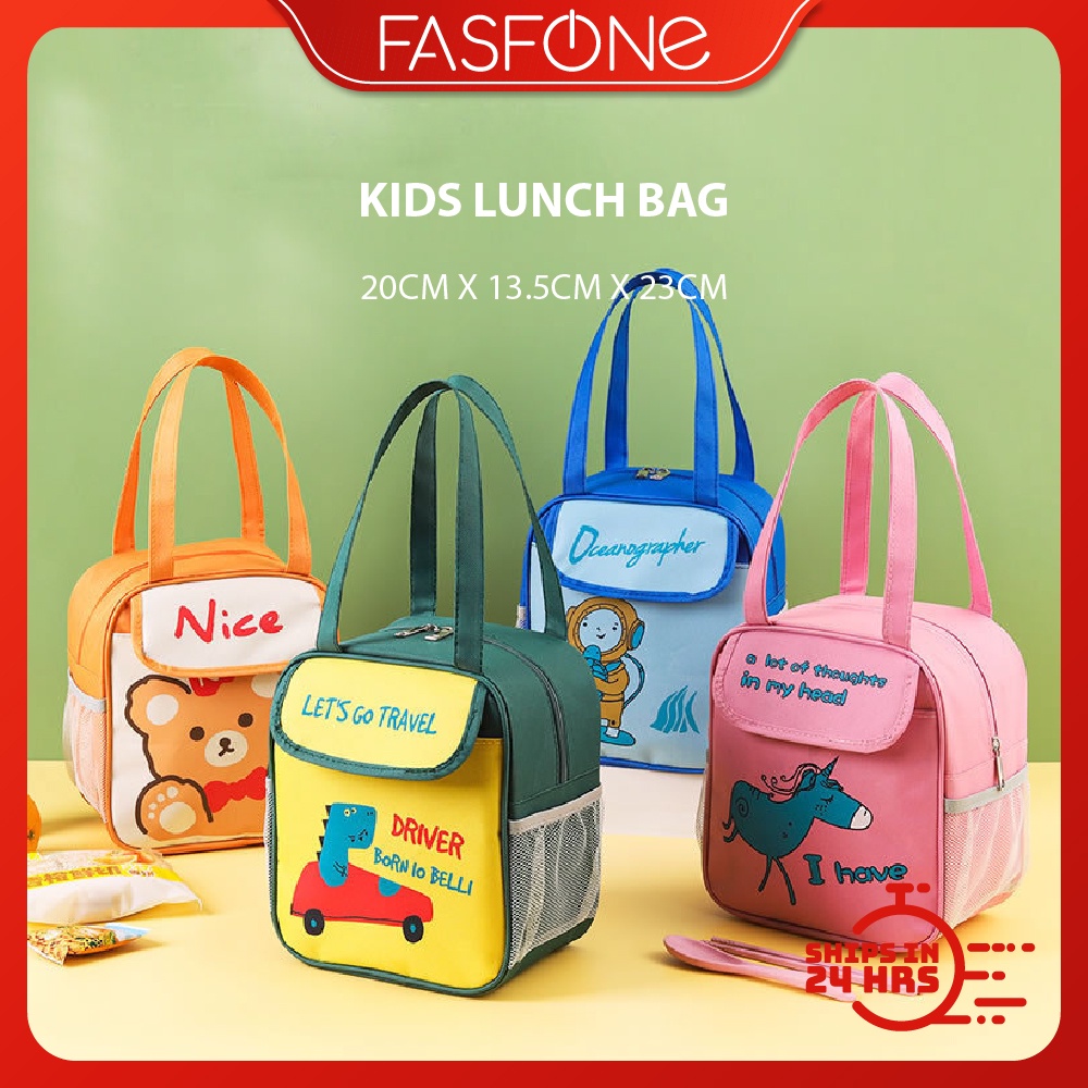 Kids Children Cartoon Cute Lunch Bag Sling Carry Lunch Box Bag Hand Carry Insulation Shopee