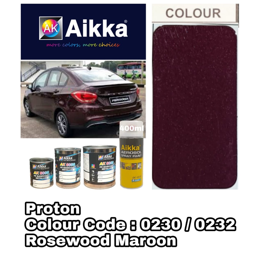 AIKKA AUTOMOTIVE PAINT/PROTON A0230** CRYSTAL/ROSEWOOD MAROON/TOUCH UP