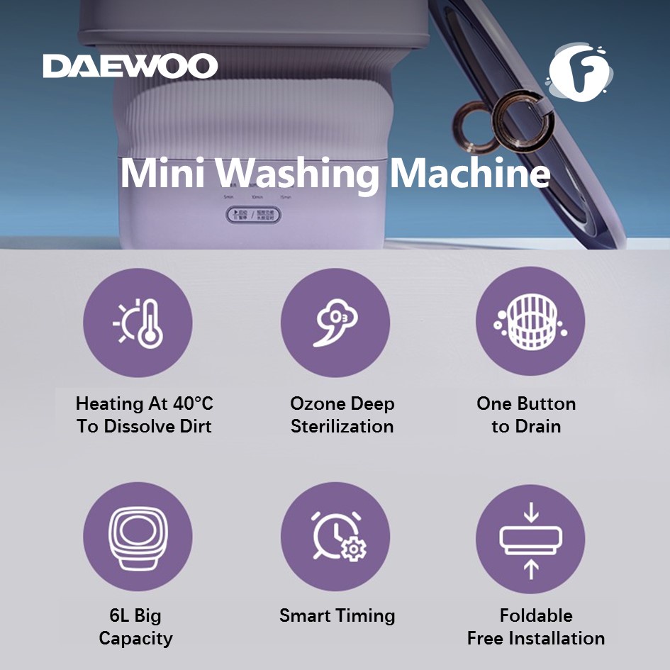 DAEWOO Folding Washing Machine Mini Washing Machine Portable Washing