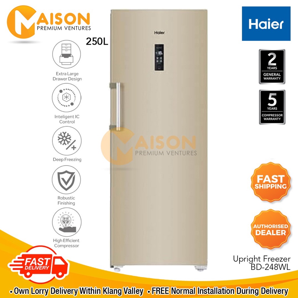 Haier Upright Freezer 250L BD248WL Shopee Malaysia