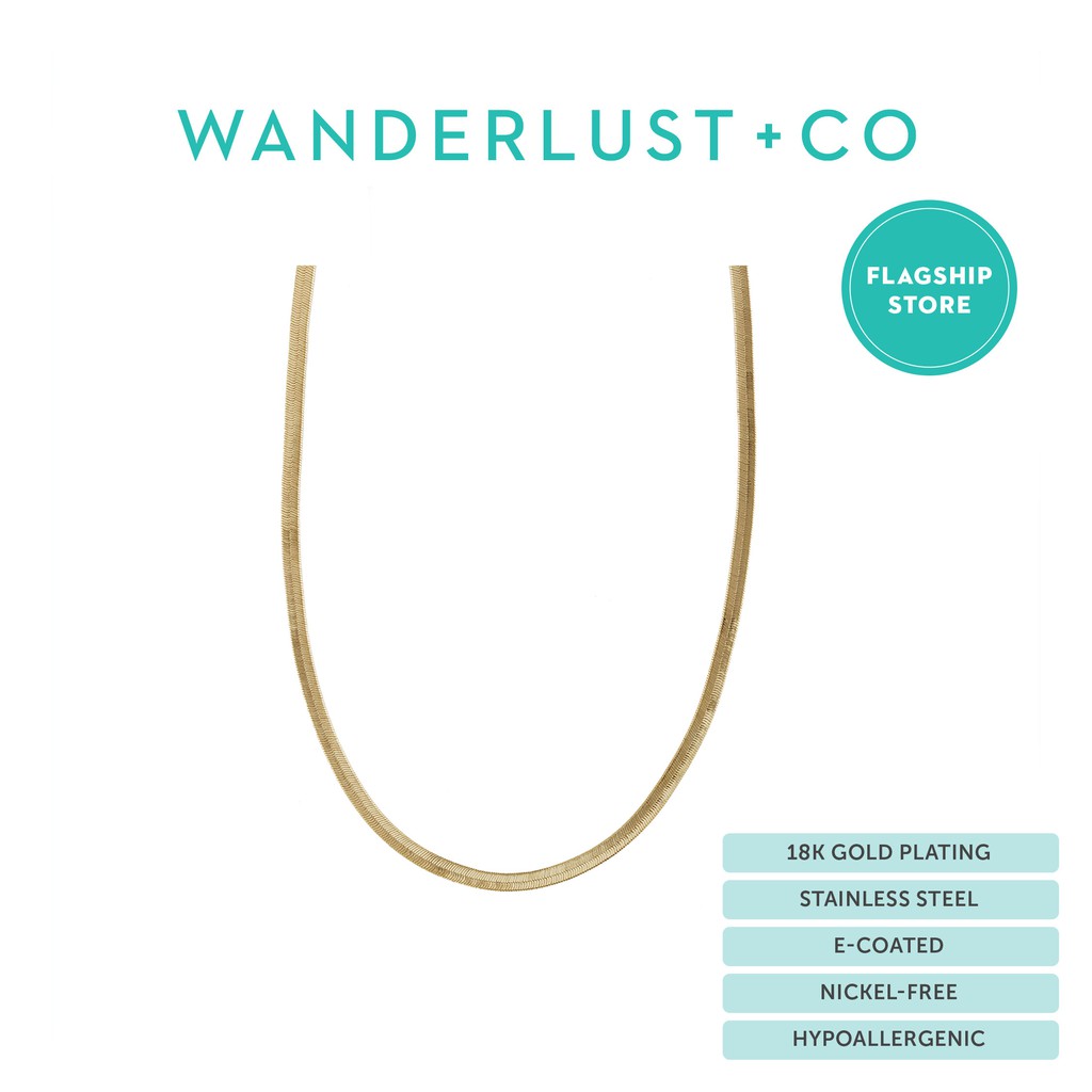 Wanderlust + Co Edie Gold Snake Chain Necklace 14K Gold Plated Jewelry