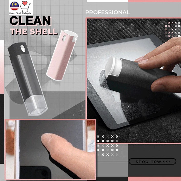 2 In 1 Phone Screen Cleaner Spray Dust Removal Microfiber Cloth Set