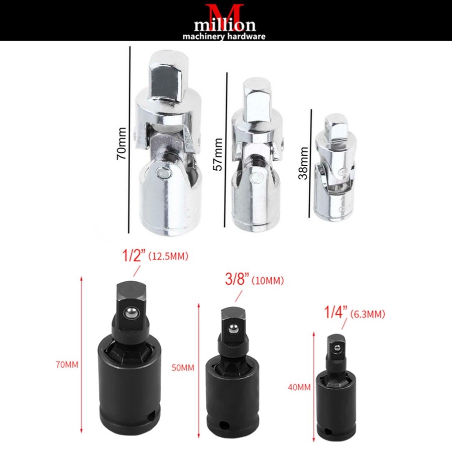 1/4" 3/8" 1/2” Universal Joint Bar Socket Extension Bar Socket Impact