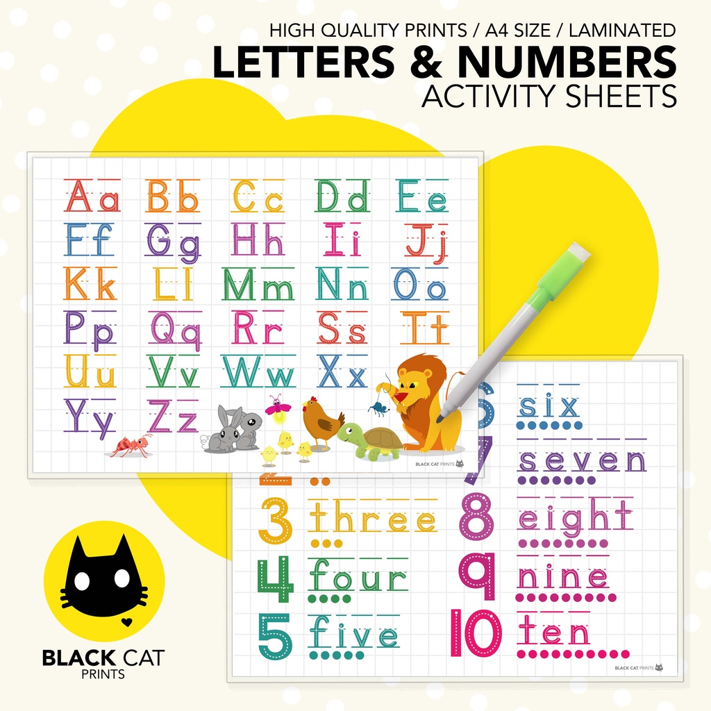 Letters Alphabet ABC Numbers Counting 110 Activity Sheets (High