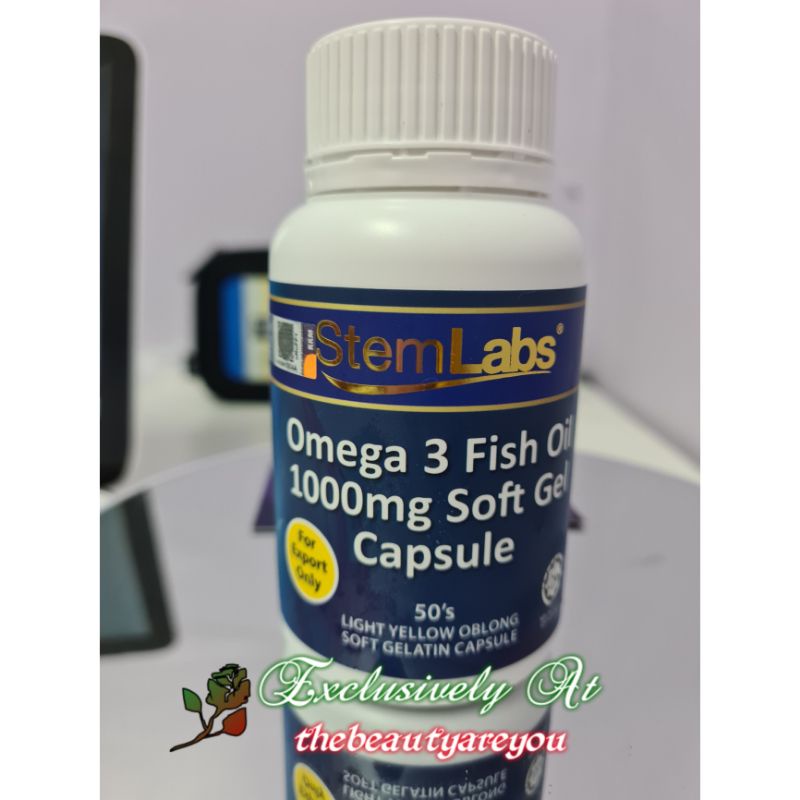 StemLabs Omega 3 Fish Oil 1000mg Soft Gel Capsule (100 Original) HALAL